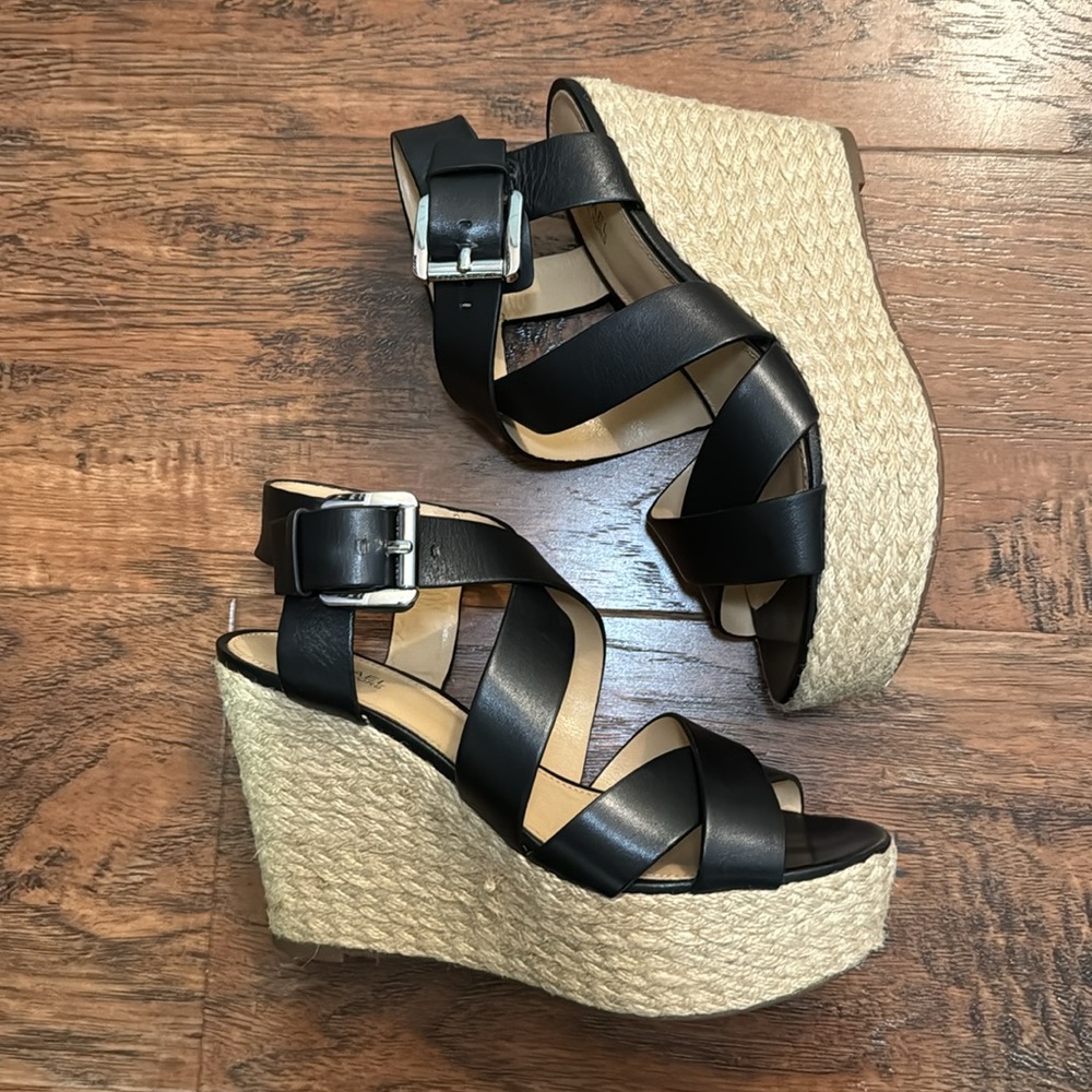 Michael Kors black leather espadrilles sandals - like new!